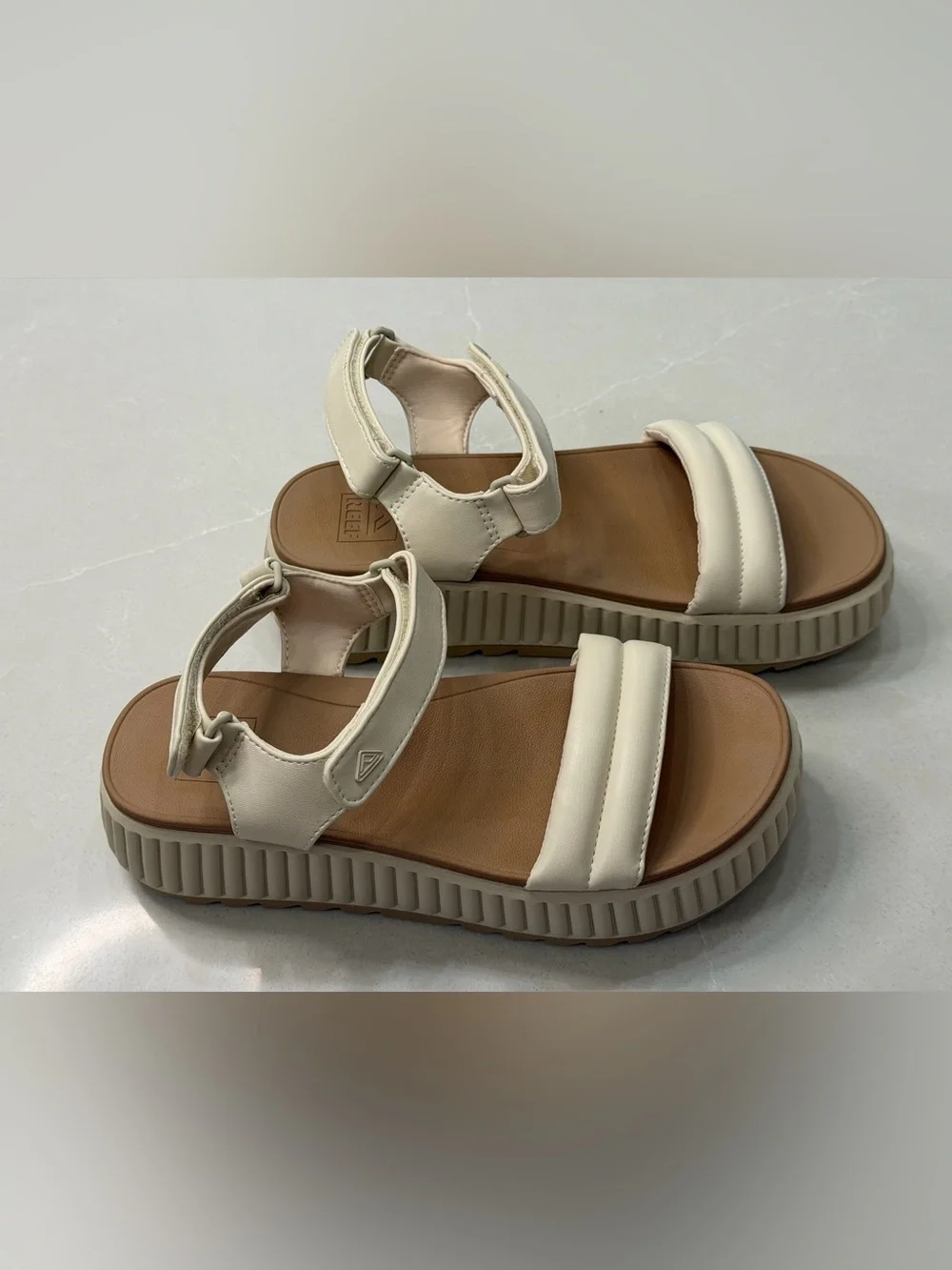REEF Vista Higher Raya Platform Sandals Vintage Sand Cream Chunky Summer 9